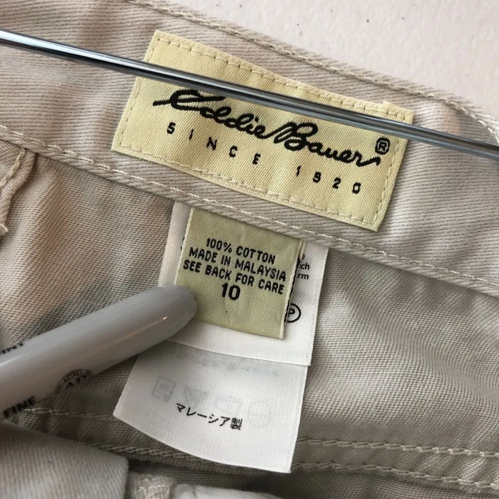 Eddie Bauer Womens Shorts Twill Khaki High Rise Cotton Beige 10 - Image 3