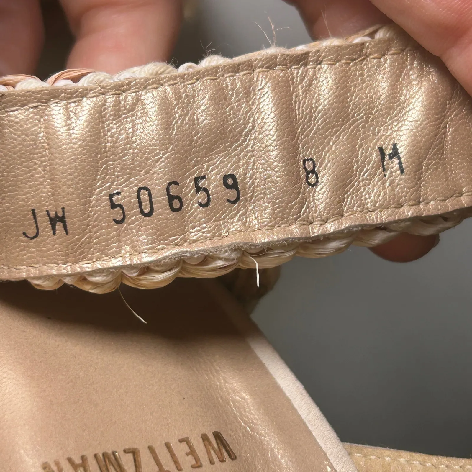 Stuart Weitzman Platform Sandals Espadrille Raffia 5" Heels Beige Size‎ 8 - Image 6