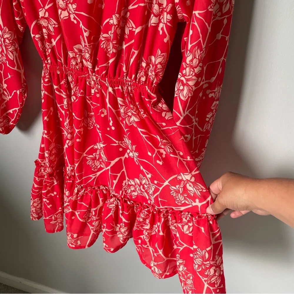 Flying Tomato, Women's, Mid-Dress, Long-Sleeved, Size XS, Color Red and Tan - Image 9