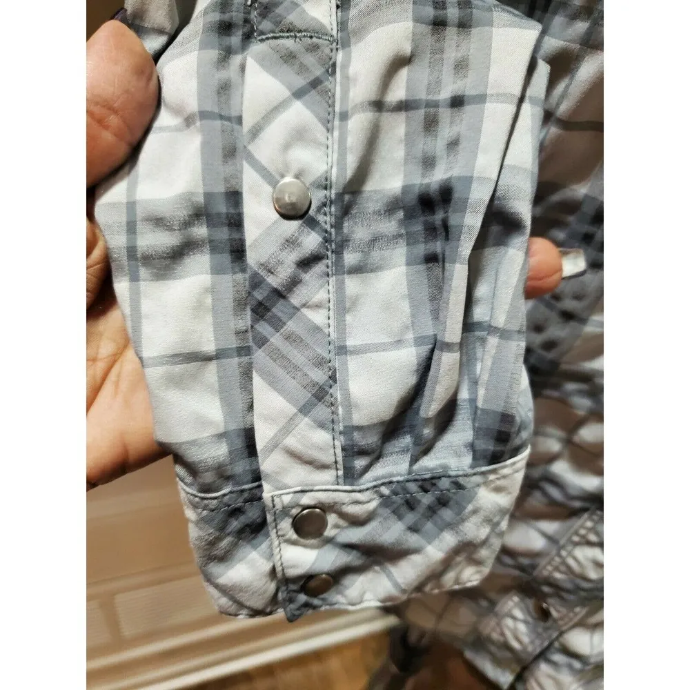 REI Women's White/Gray Polyester Collared Long Sleeve Button Down Shirt Size XS - Image 6