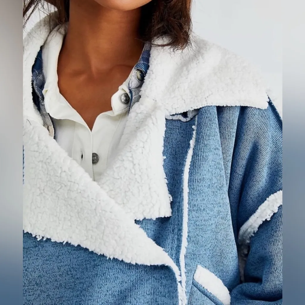 FREE PEOPLE Josephine Fleece Lined Jacket In Blue - Image 3