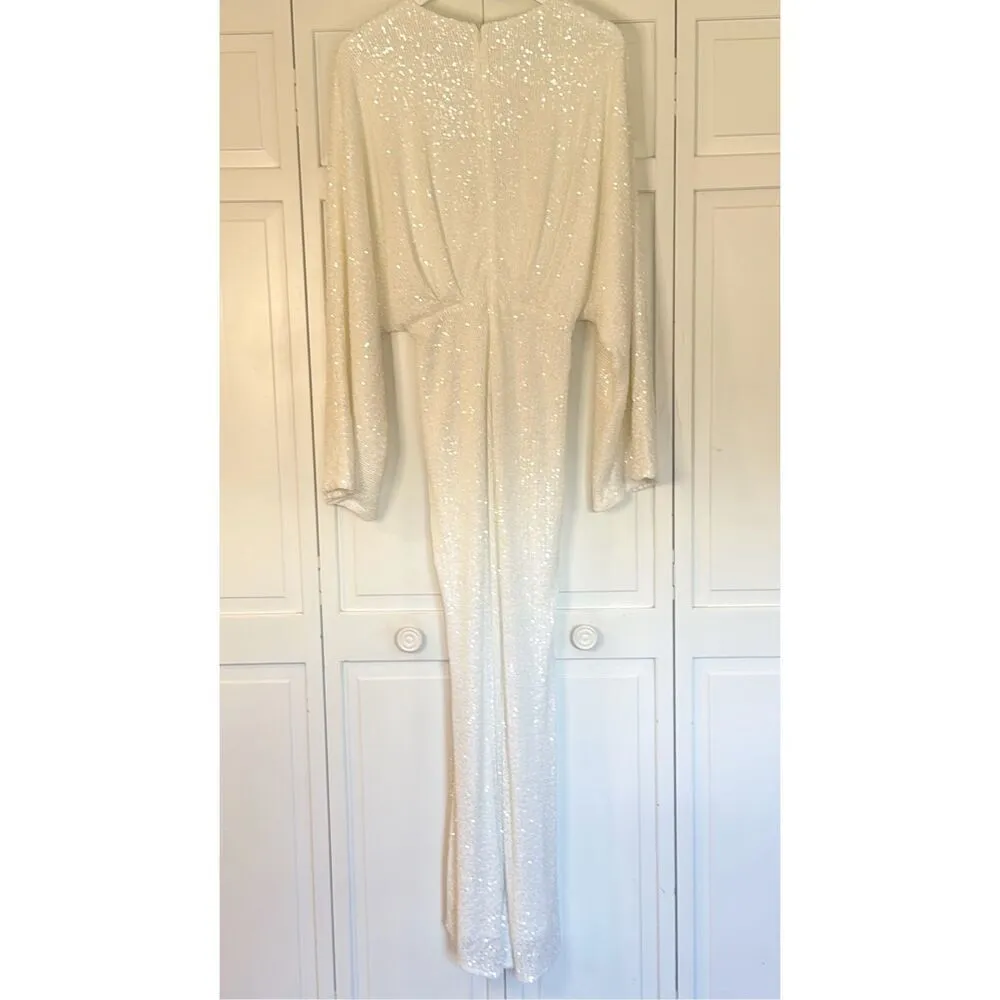 Pretty Lavish UK Alexis white sequin dolman sleeve maxi gown 6 - Image 11