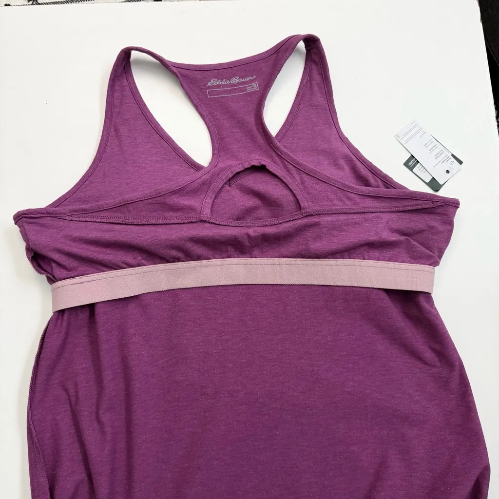 Eddie Bauer Meadow Trail Tank Dress Shelf Bra Athletic Athleisure Purple Tall XL - Image 12