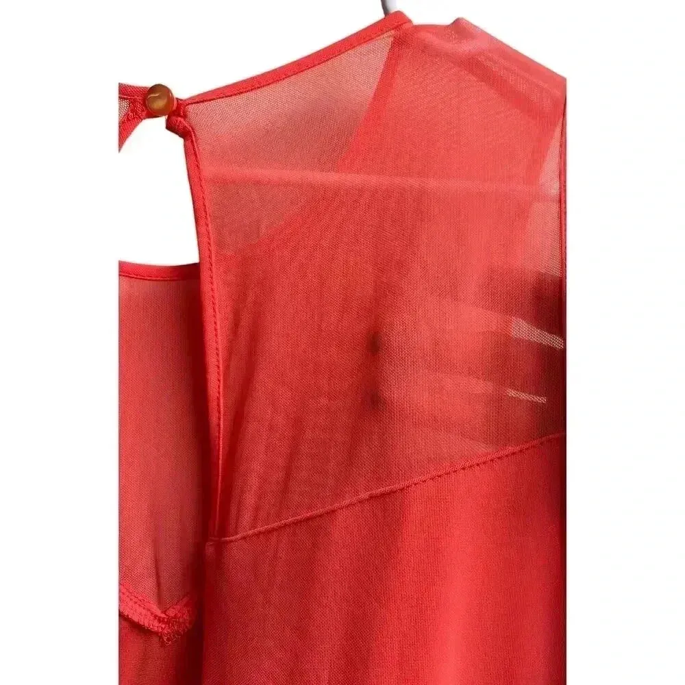 Asos Maternity Mesh Keyhole Dress Peach/Orange Size 6 - Image 13