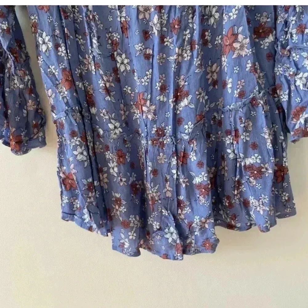 No Comment Floral Bell Sleeve Boho Blouse Womens - Image 5