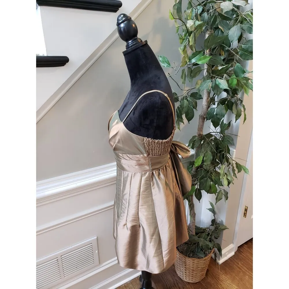 SOLUTION Cocktail Dress Women M Gold Metallic Strapless Party Evening Formal Size M - Image 6