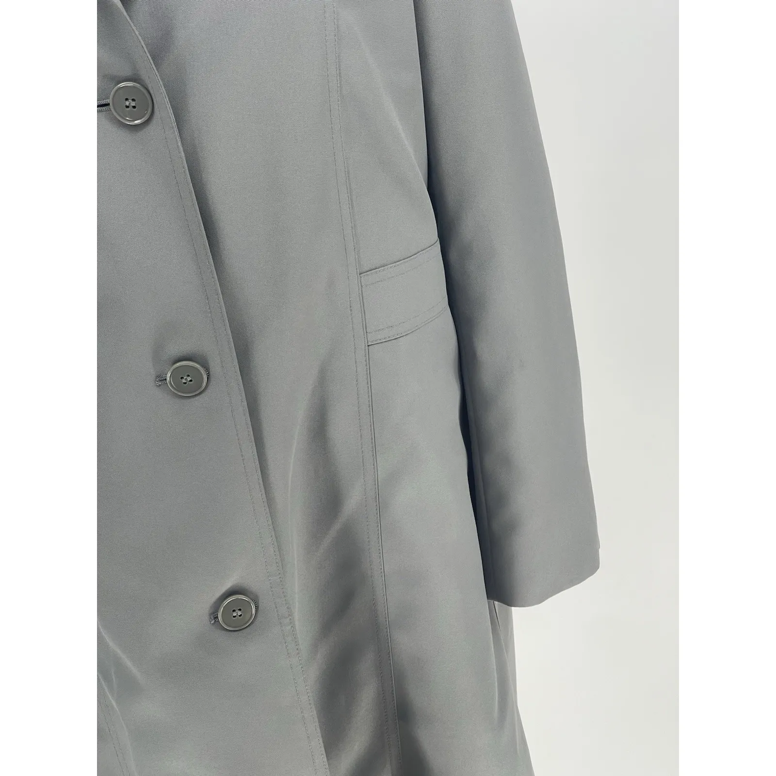 Vintage Misty Harbor Womens Trench Coat Belted Detachable Lining Size 16P Gray - Image 7