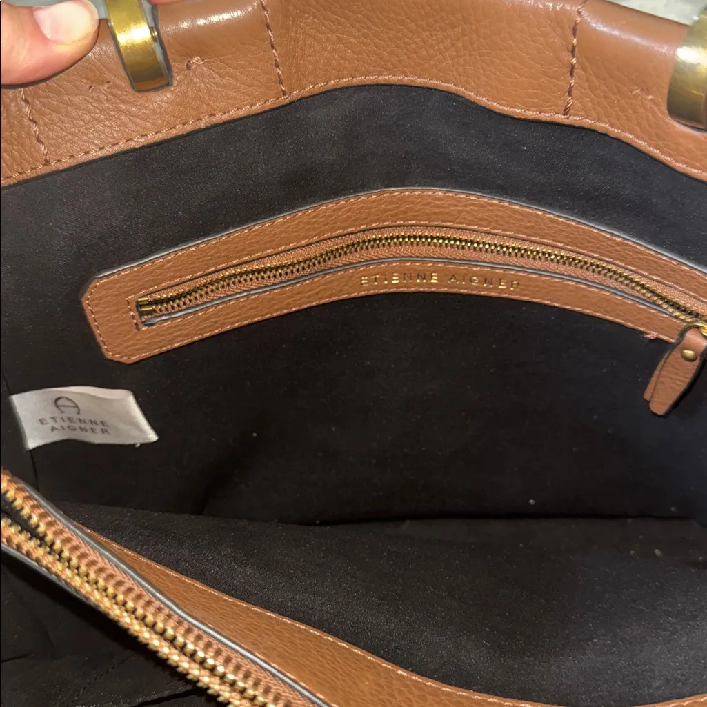 Etienne Aigner Purse Colette Tote Farmers Market Bag Leather Luxury Designer - Image 12