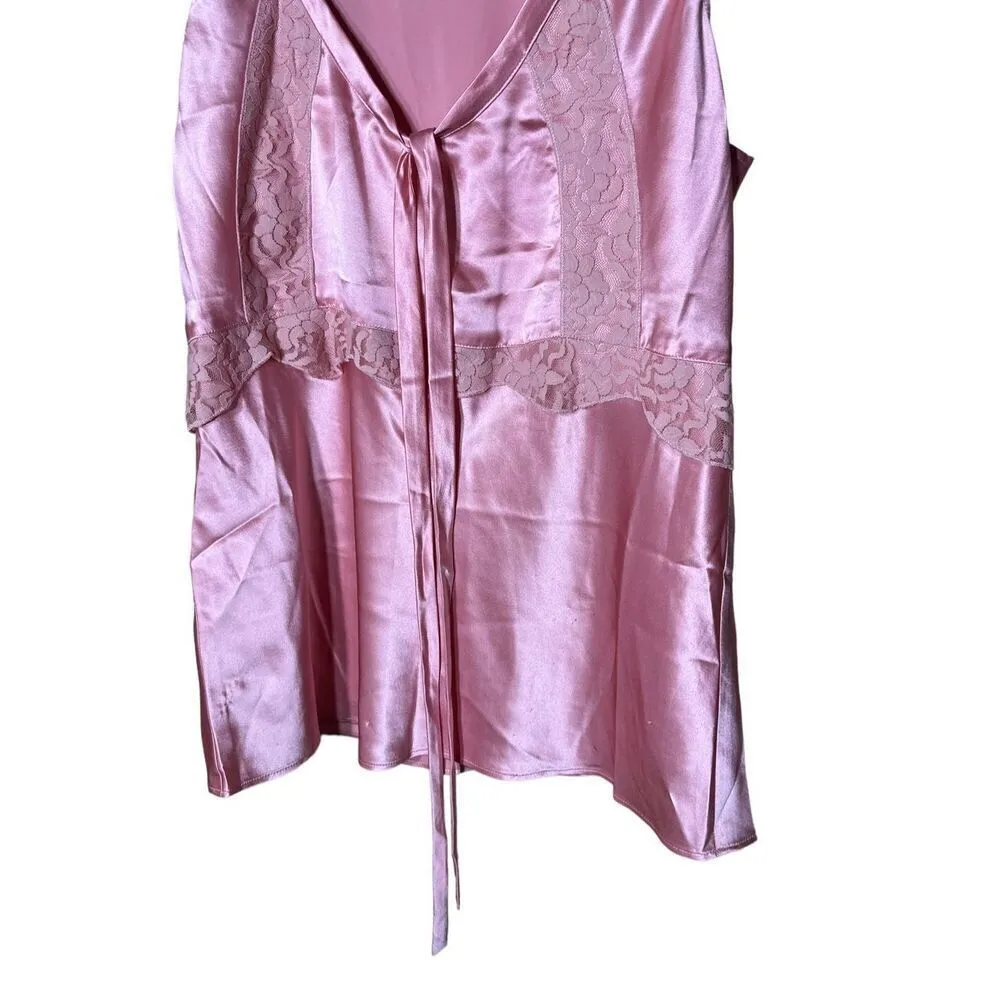 Garnet Hill Tunic 100%Silk Lace Trim‎ Sleeveless V-Neck Pink Top Size 12 - Image 3