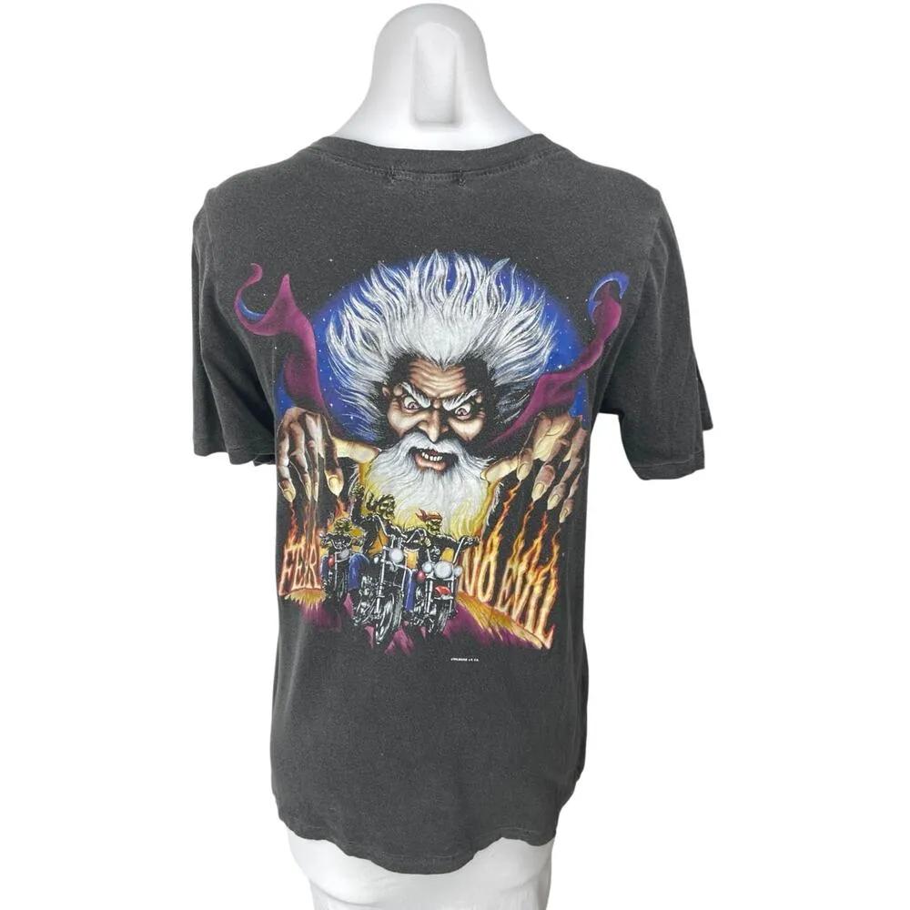 Truly Madly Deeply Fear No Evil Black Skull Print V-Neck Tee T-Shirt Top Size S - Image 2