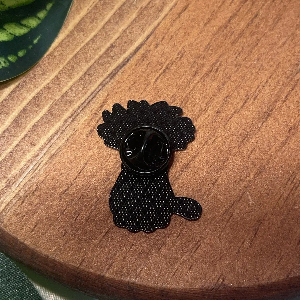 Cute Cat Enamel Pin White - Image 2