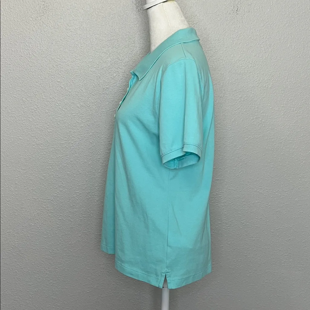 JCrew Factory Pique Polo Aqua Size Medium Blue - Image 4