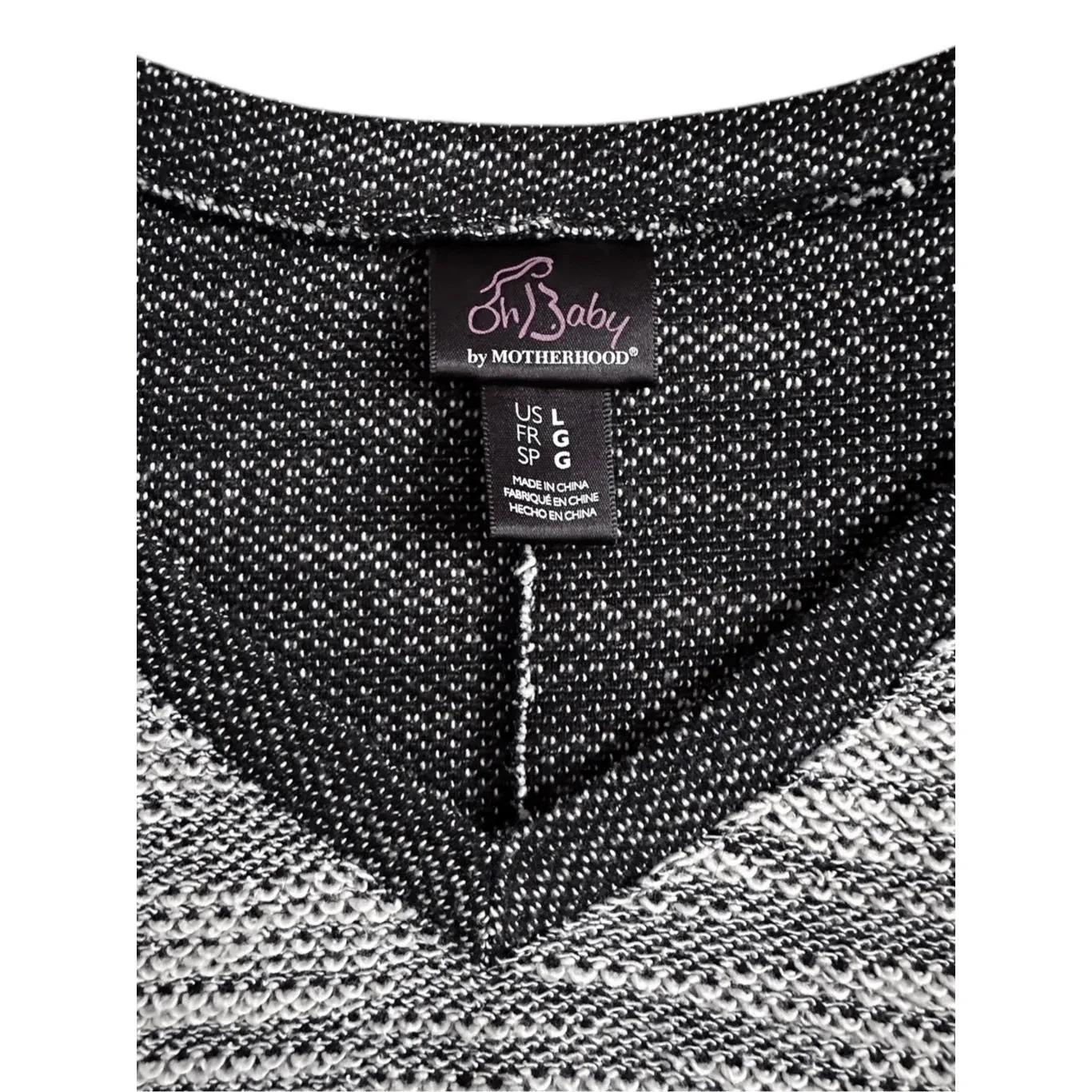 Motherhood Womens Black White Heathered V-Neck Dolman Top Size L - Image 5