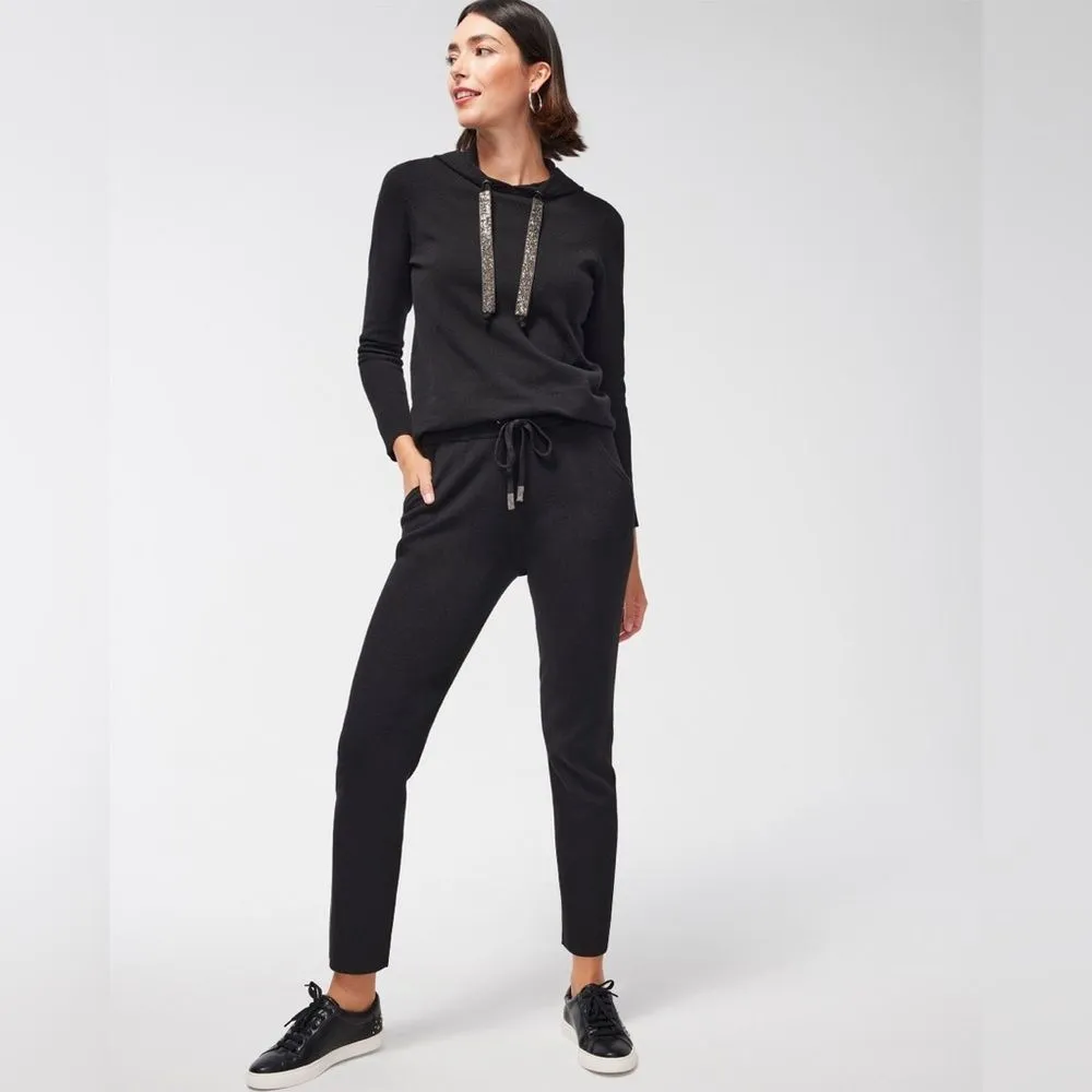 Chico's Luxe Cashmere Blend Ribbed Knit Ankle Pants Womens Large Black Travel - Image 5