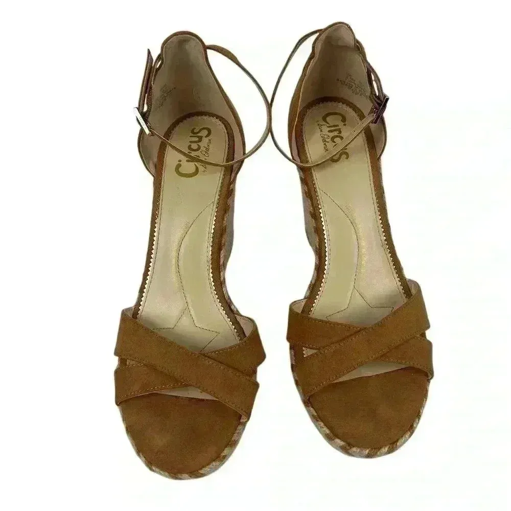 Circus by Sam Edelman Espadrille Sandals Brown Criss-Cross Ankle Size 8.5 - Image 3