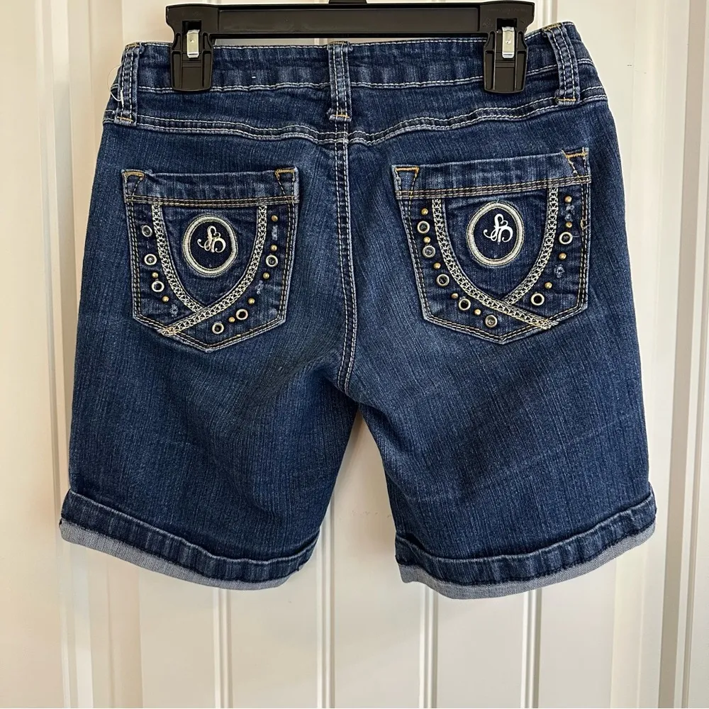 Southpoke blue denim Y2K rolled hem shorts, women 3 - Image 11