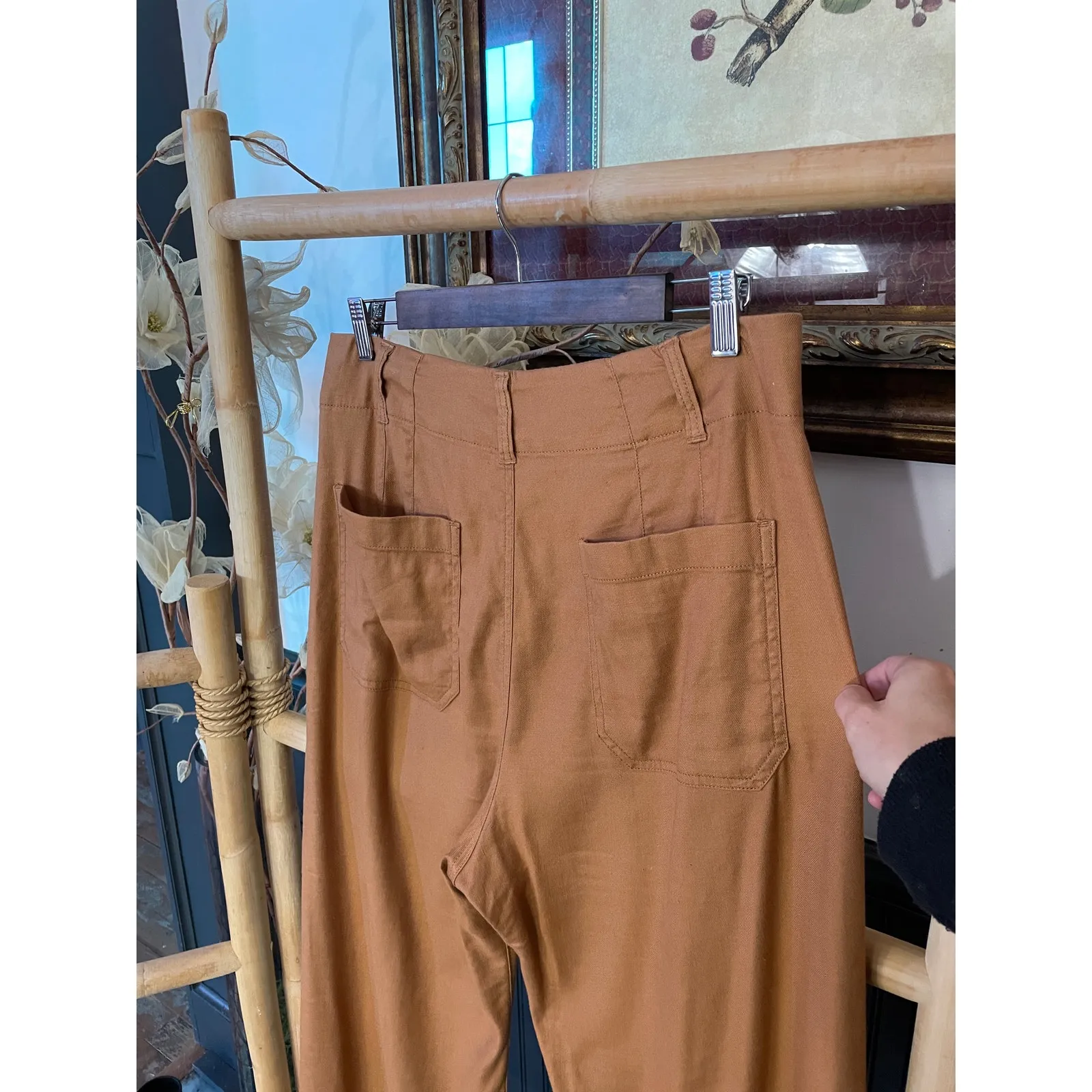 Anthropologie Maeve Colette Pants 30T Camel Linen Blend Wide Leg Size 30 - Image 8