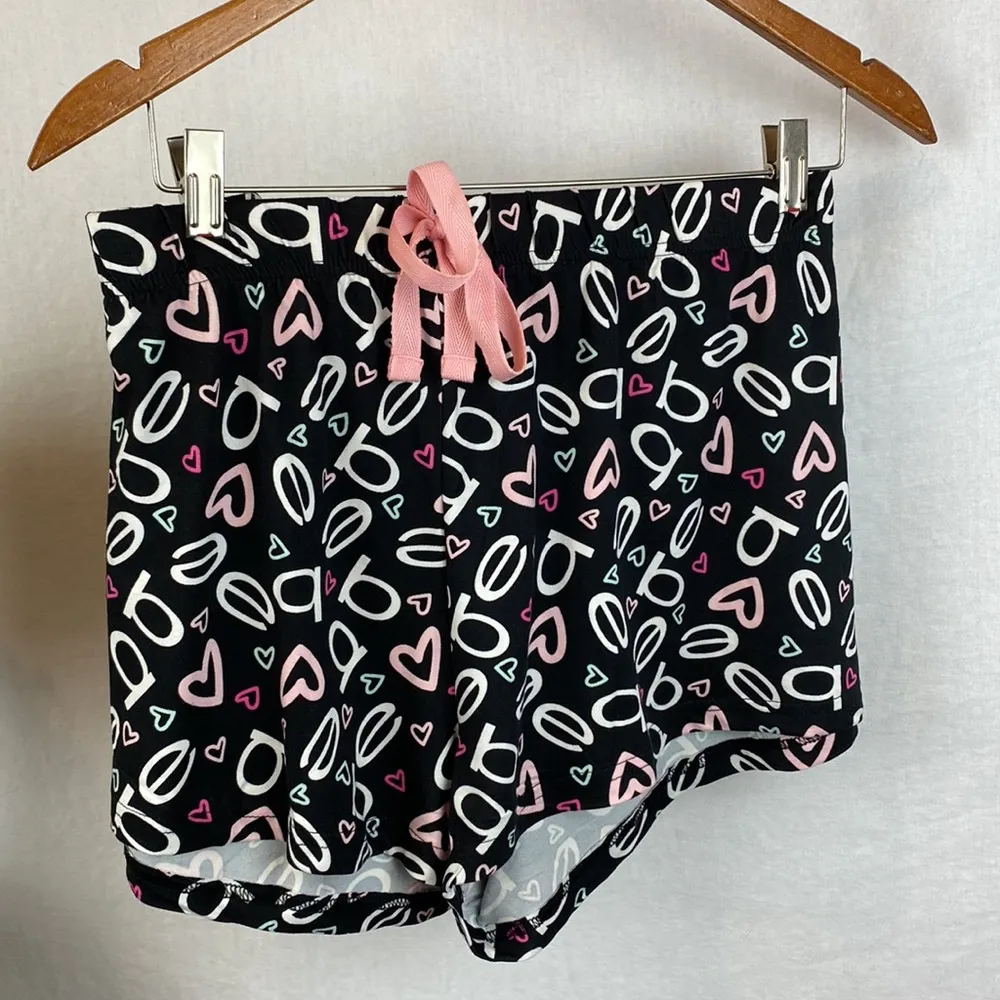 Bebe Black Logo Print Pajama PJ Shorts & Short Sleeve Top SET 3X NEW - Image 4