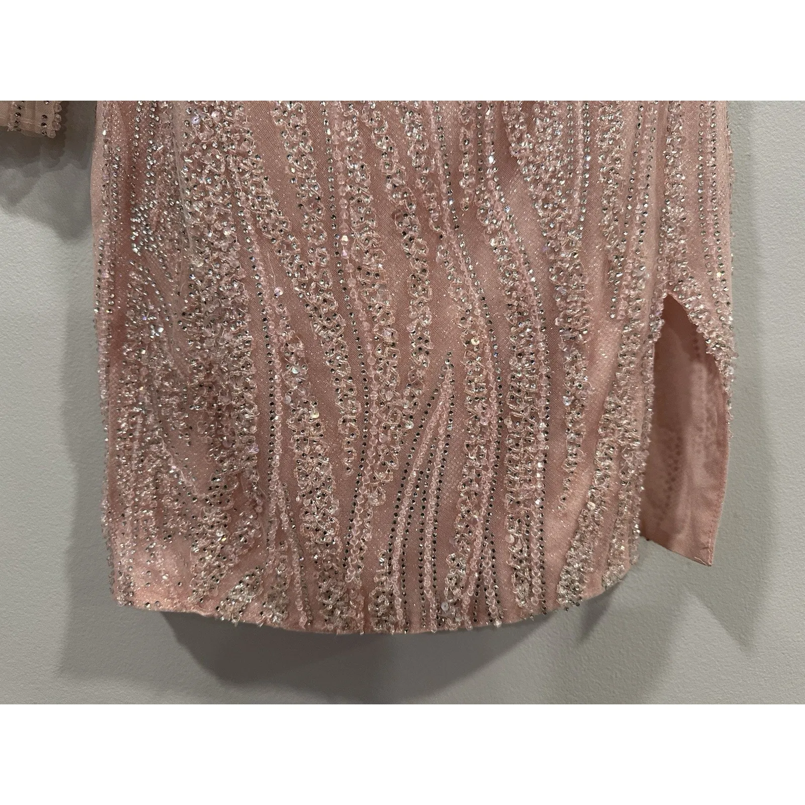 Portia and Scarlett 23901 One Sleeve Fur Neckline Slit Mini Dress Pink Sz 12 NEW - Image 5