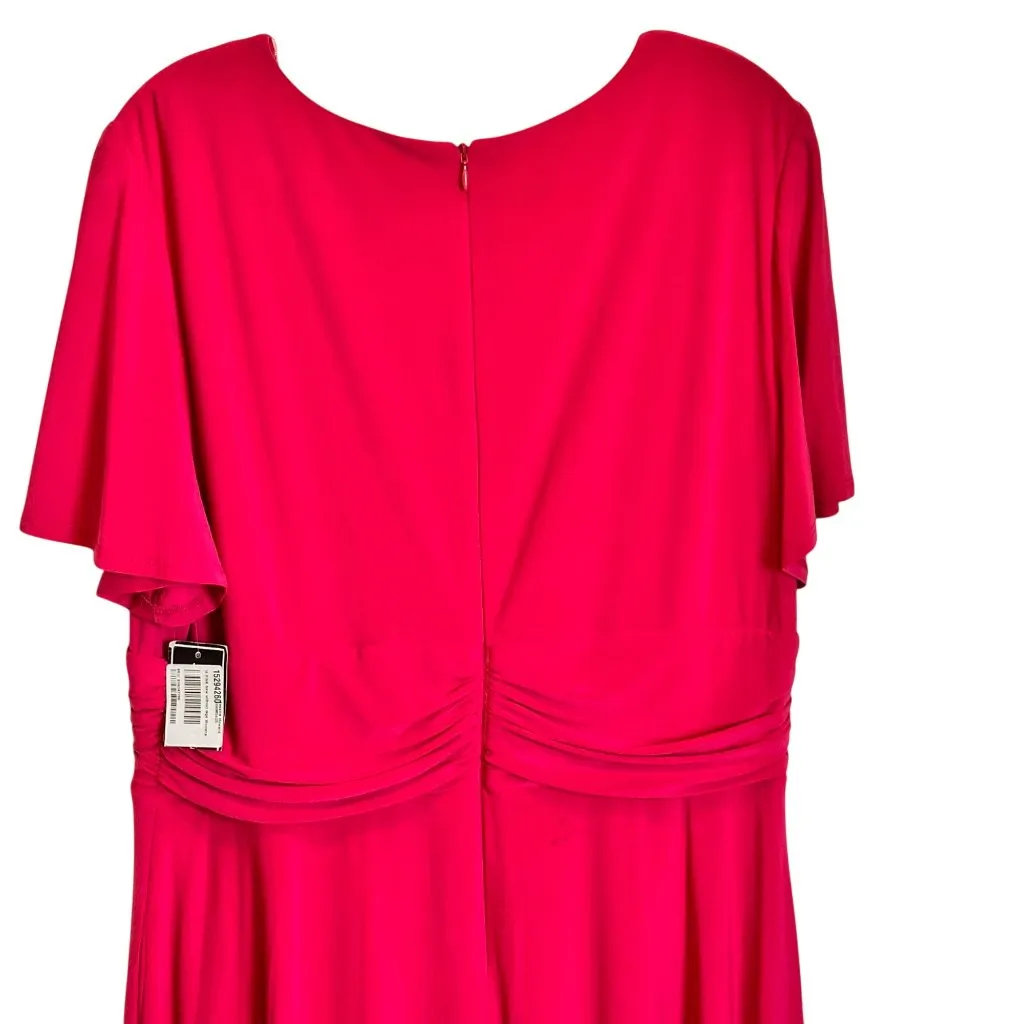 Jessica Howard Size 16 Midi Lined V-Neck Wrap Top Short Sleeve Dress Pink - Image 12