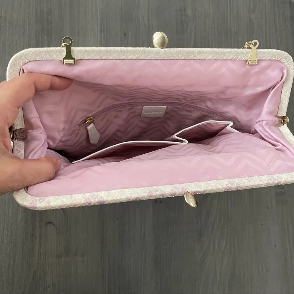 Via Spiga Snakeskin Embossed Cow Leather pink Clutch shoulder bag - Image 5