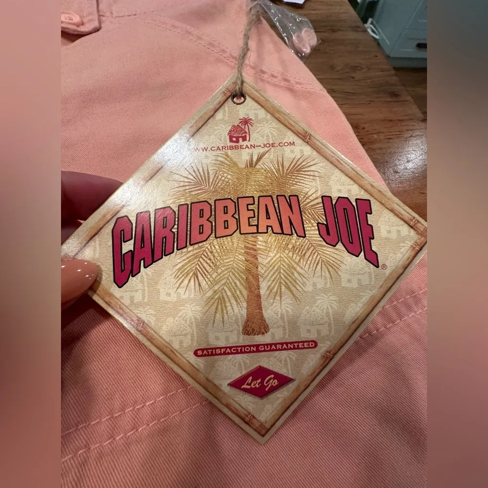 NWT Caribbean Joe Bermuda Shorts SALMON Drawstring Hem Slash Pockets - Image 2