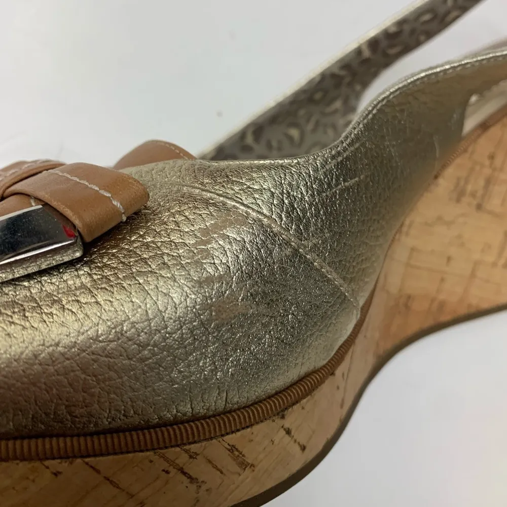 SPERRY gold cheetah cork wedges-Leather size 10 - Image 4