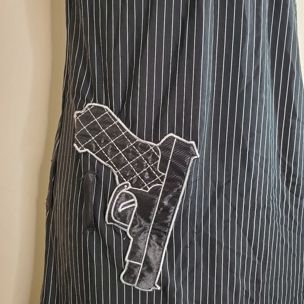 Lady Princess Black and White Stripe Dress, Thong Mafia Costume Medium - Image 6