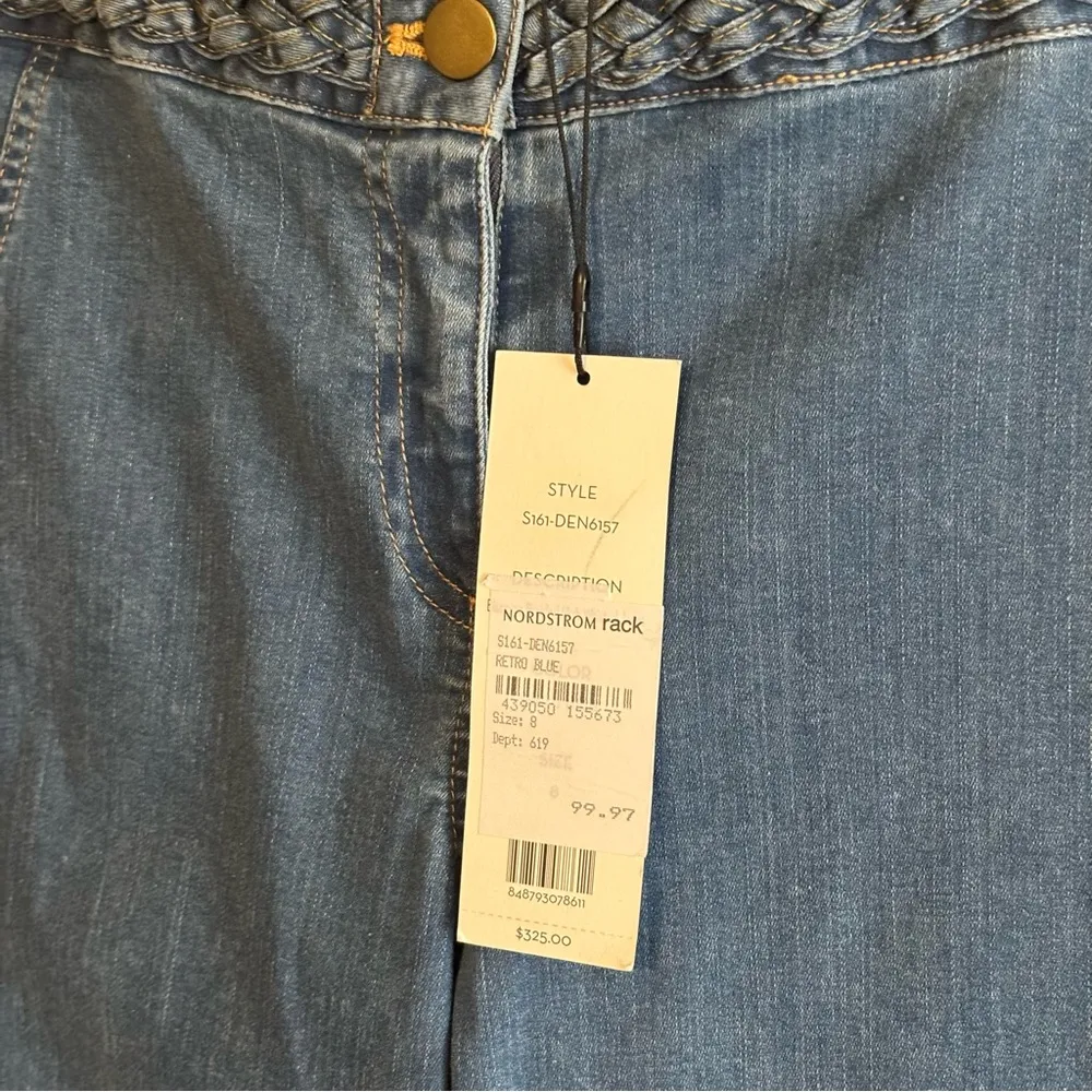 NWT Veronica Beard Biscayne Braided-Waist Boot Cut Jeans Sz 8 - Image 6