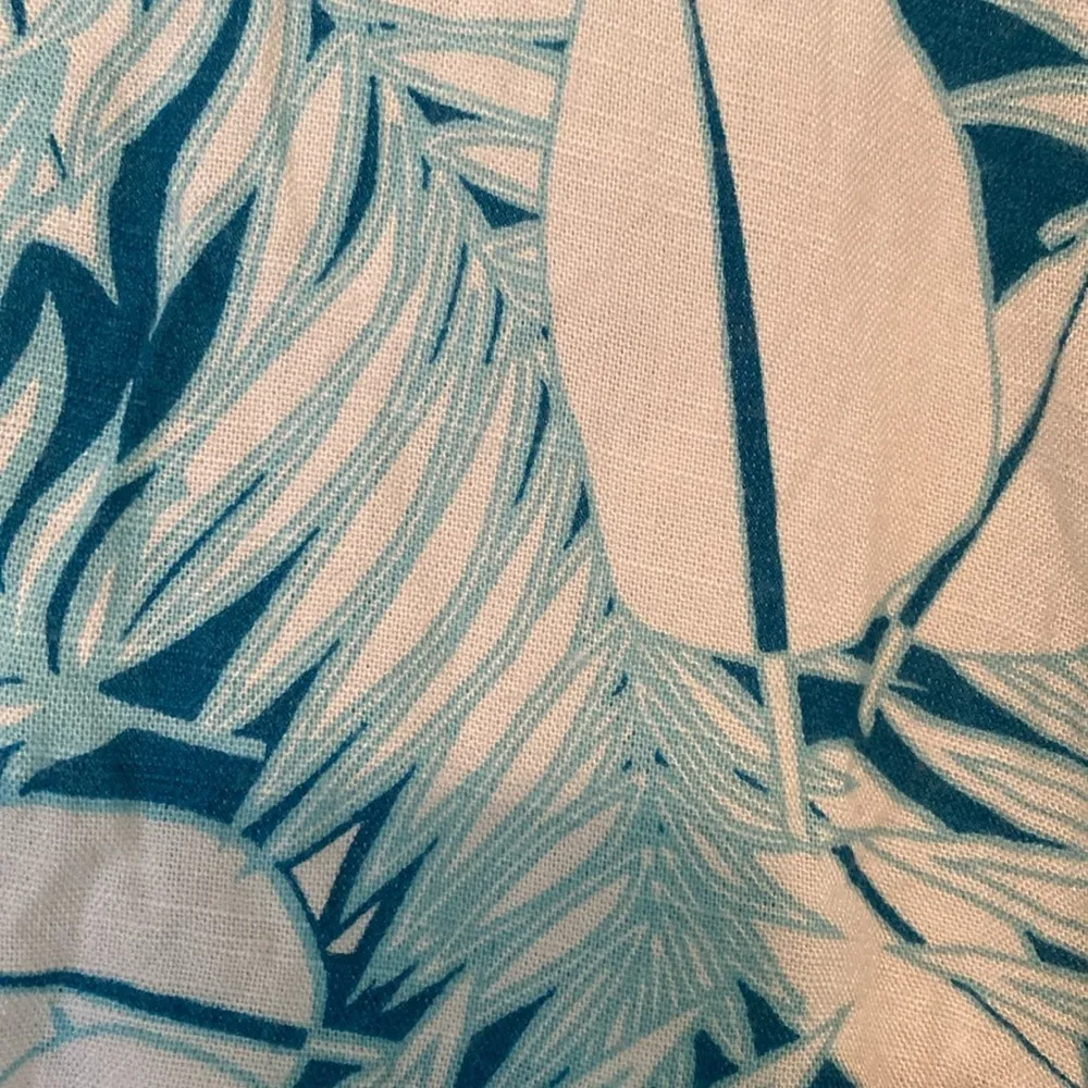 National L/S Palm Print Tiered w Pockets Maxi Dress Teal White S Blue - Image 4