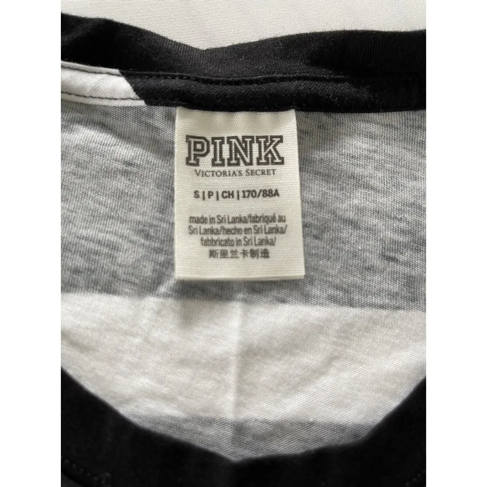 Victoria's Secret PINK Striped Campus Pullover Long Sleeve Tee Shirt Sz Small - Image 3