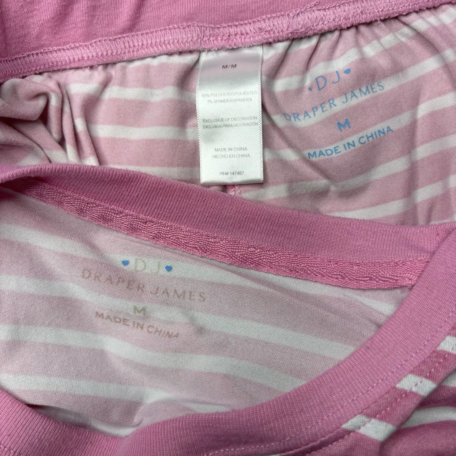 Draper James Pink Stripe Long Sleeve Shorts Lounge PJ Set Size Medium Womens - Image 6