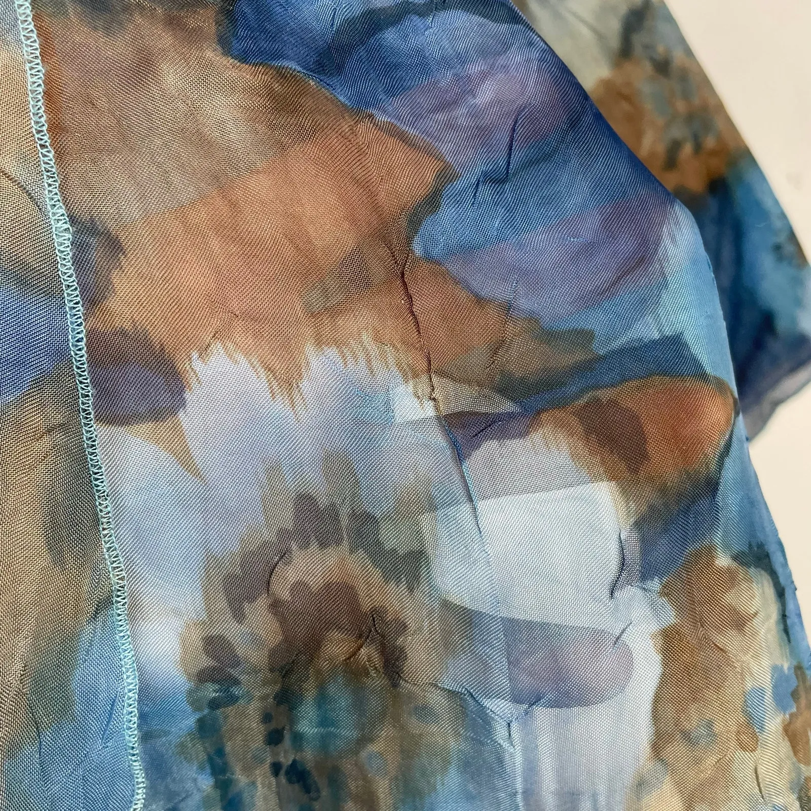 Vintage Dinah Lee Sheer Crinkle Flowy Long Open Floral Art To Wear Jacket M L Multiple Size L - Image 4