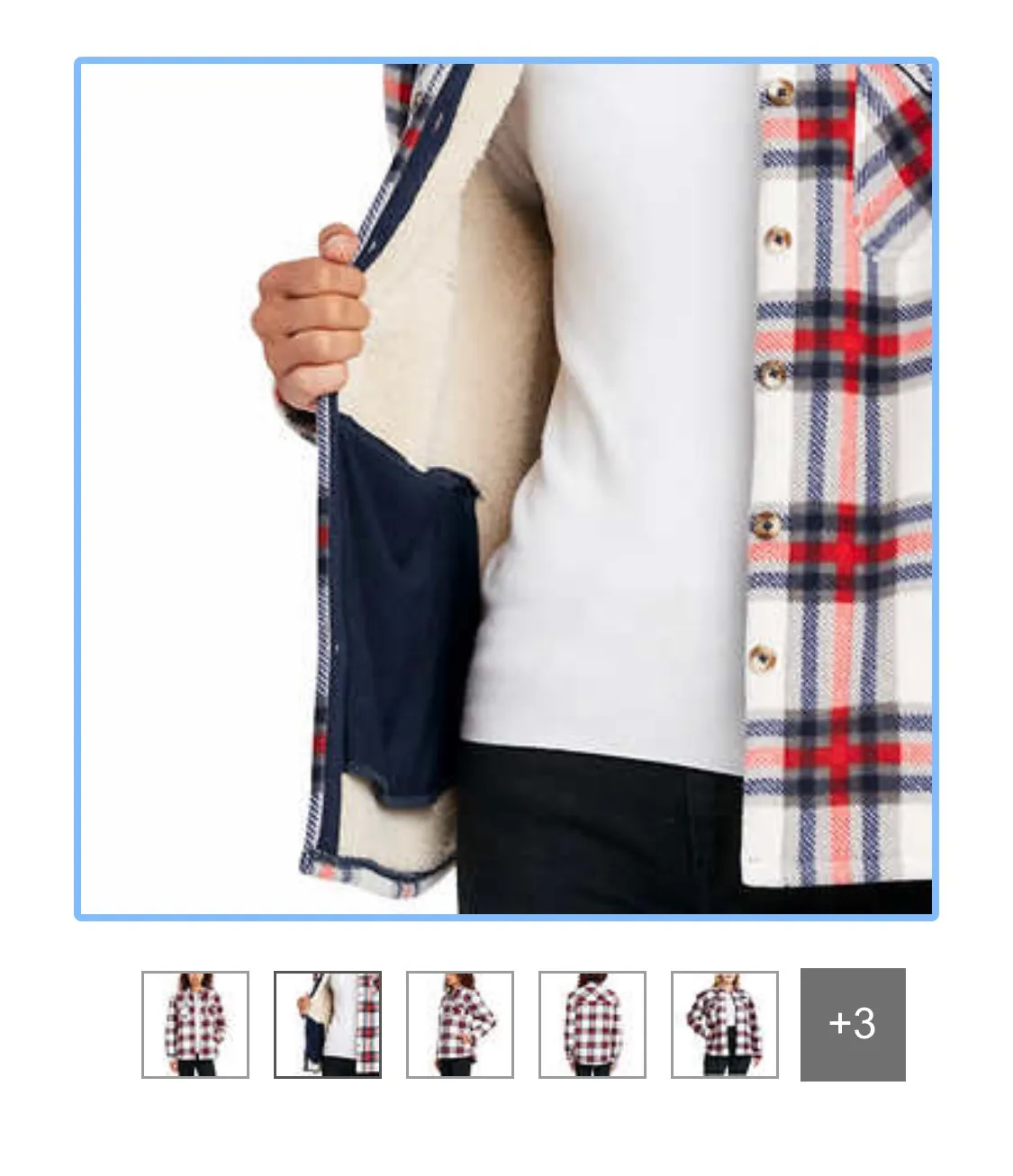 Sage White Red Navy Blue Plaid Soft Plush Shirt Jacket Shacket Size X - Image 5