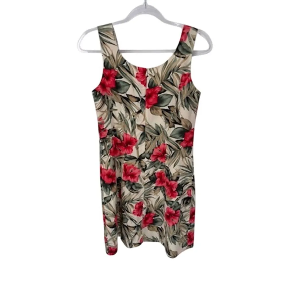 Vintage Jolibel Hawaiian Island Cruise Dress Womens 6 Cream‎ Floral Print Rayon Green - Image 5