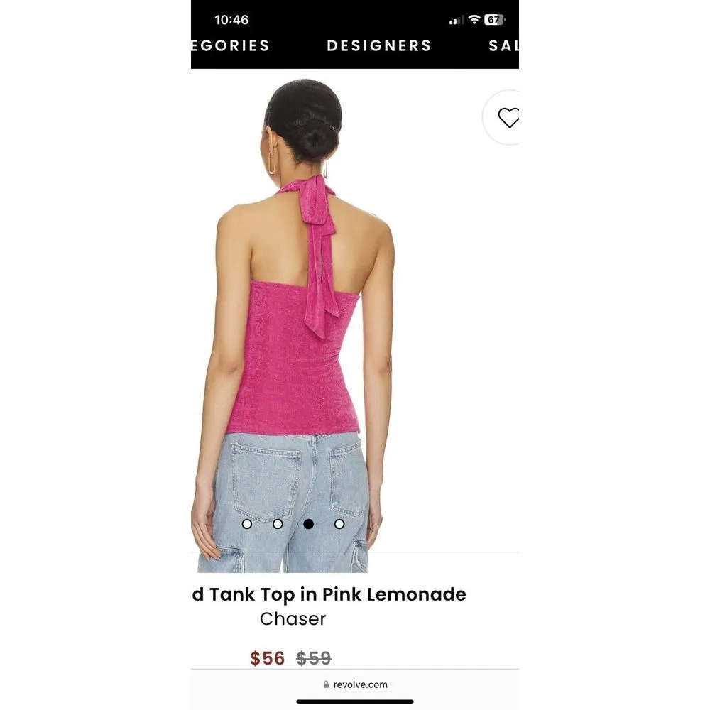 Women's Chaser By Revolve Small Tank Halter Top Ruched Drawstring Sides Lavender - Image 5