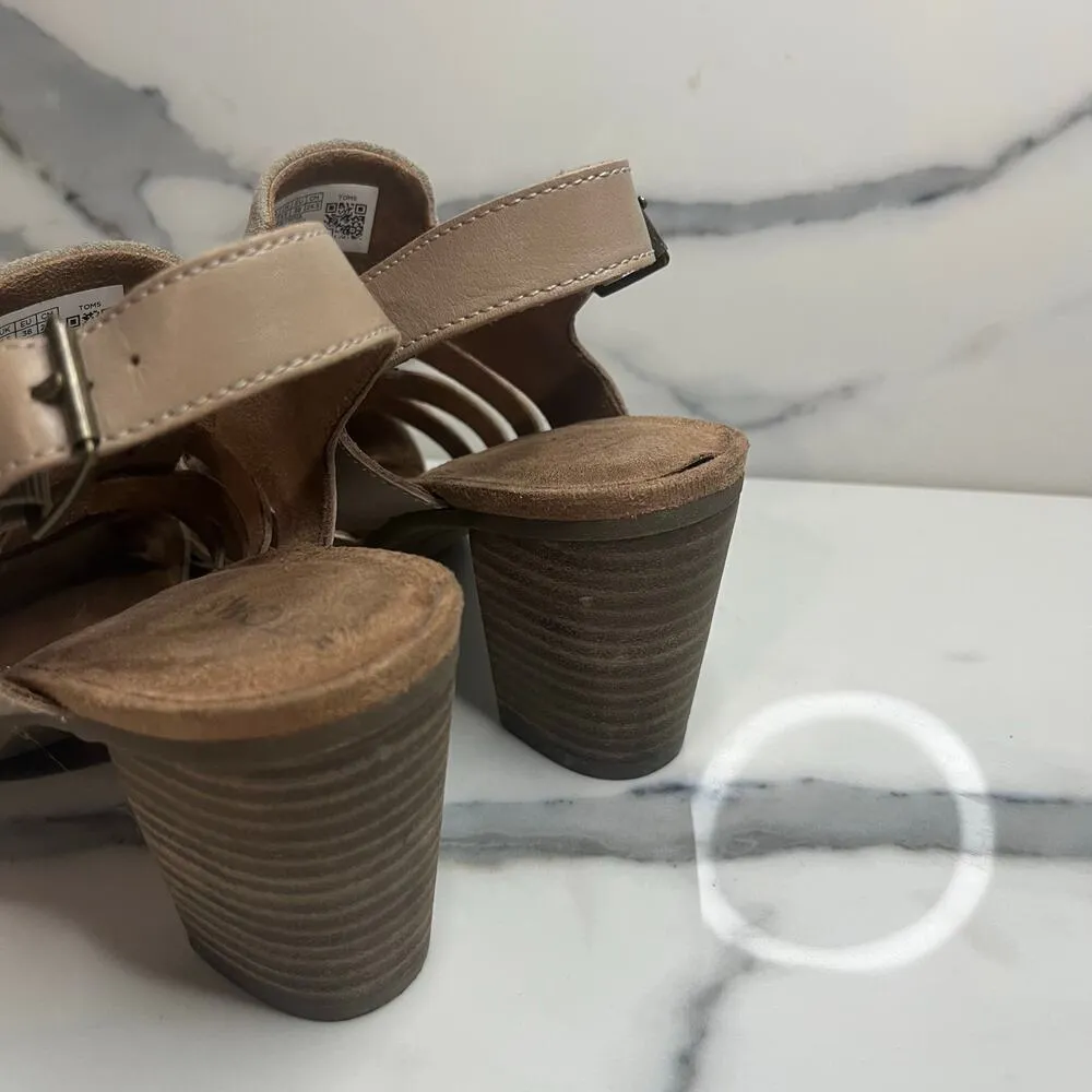 TOMS | Minimalist Women's Beige Casual Block Heel Majorca Woven Sandals Sz 7.5 - Image 4