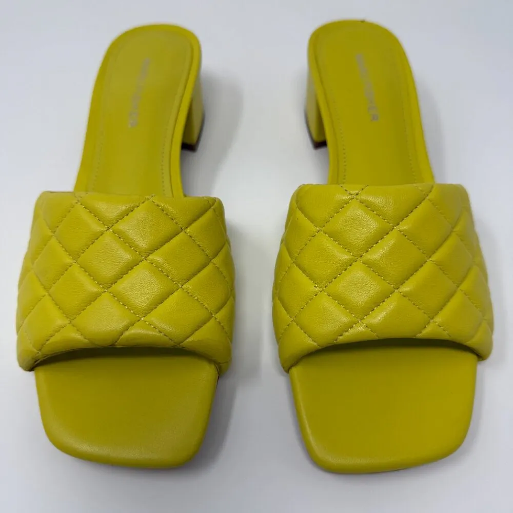 Marc Fisher Carsten Quilted Slip On Kitten Heels Shoes Women's 7.5 M Yellow NWOB - Image 2