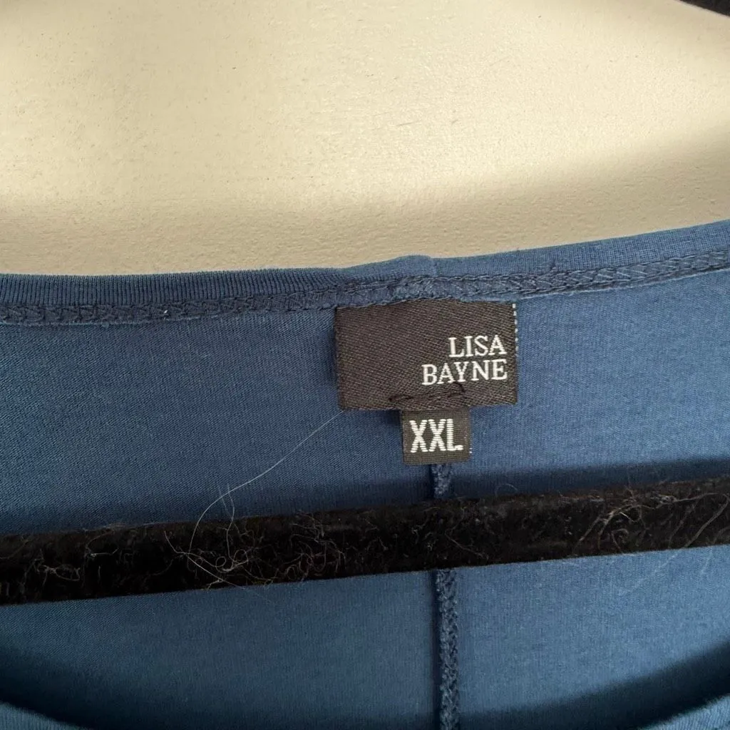 Lisa Bayne Women’s XXL Blue Minimalist Top Blouse Lagenlook - Image 2