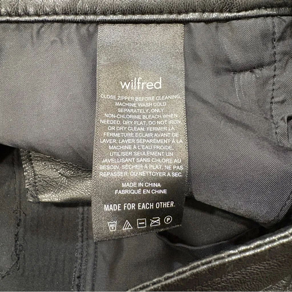 🌟WILFRED🌟 ARITZIA MELINA FAUX VEGAN LEATHER STRAIGHT LEG 5 POCKET PANT BLACK 0 - Image 5