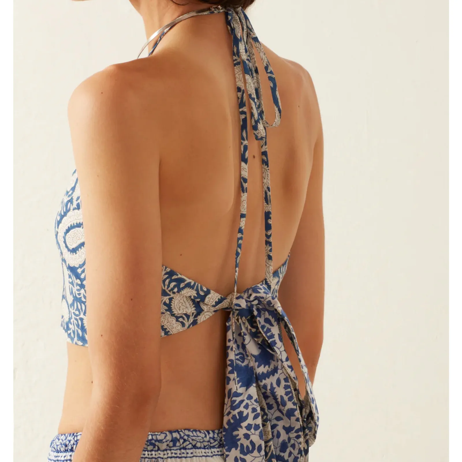 Alix of Bohemia Marmi Indigo Paisley Tie Top NWT Sz. L Blue - Image 3