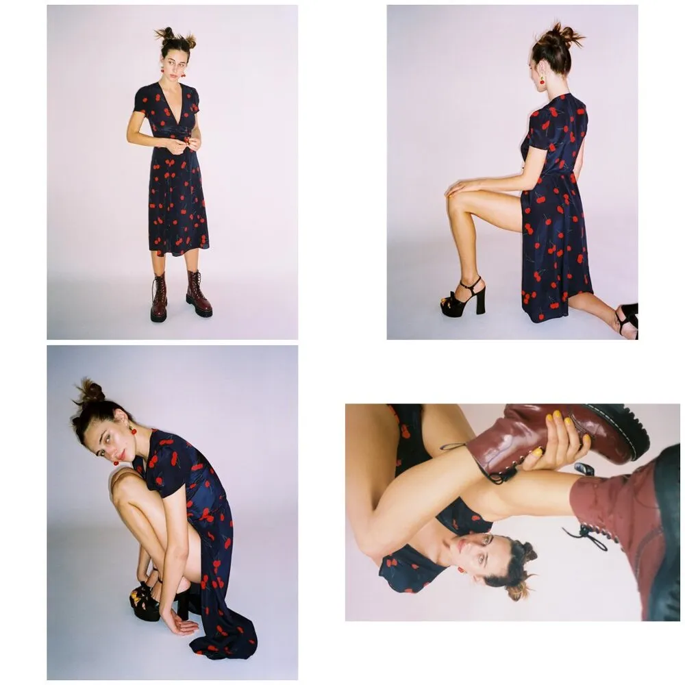 💕REALISATION PAR💕 The Teale Midi Wrap Dress ~ Wilde Cherry Print XXS NWOT - Image 7