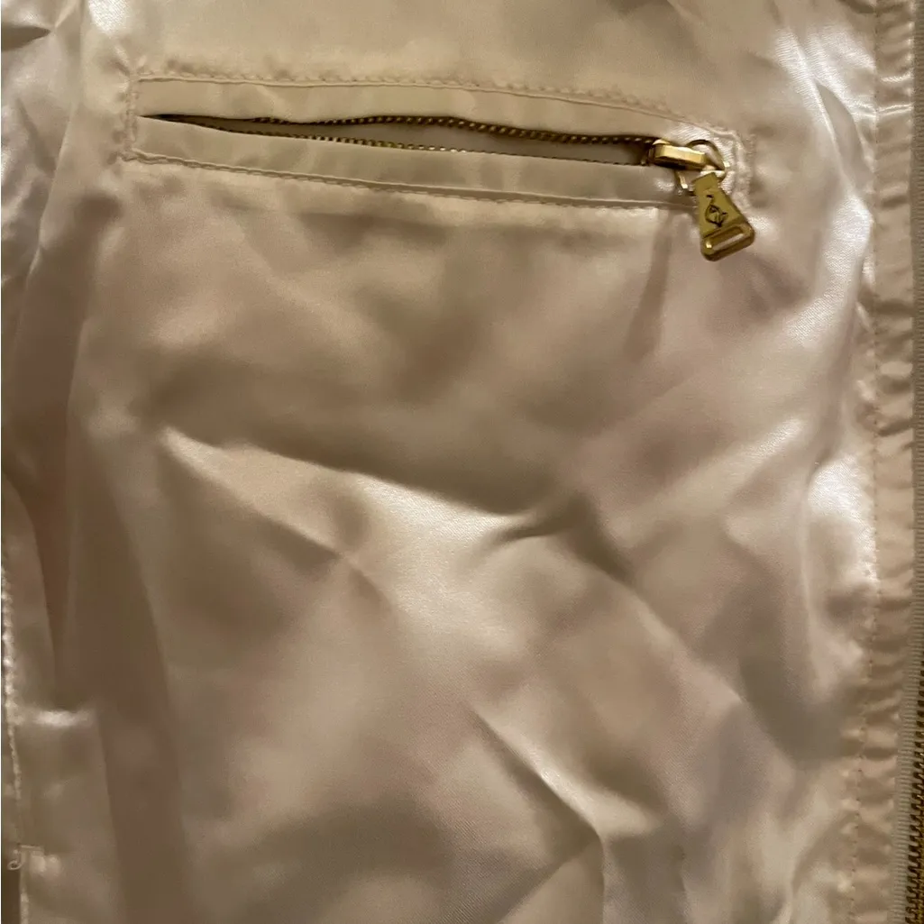Baby Phat Cream Bomber Jacket Y2K Logo Women’s Zip Pockets Satin XXL NEW NWT - Image 3