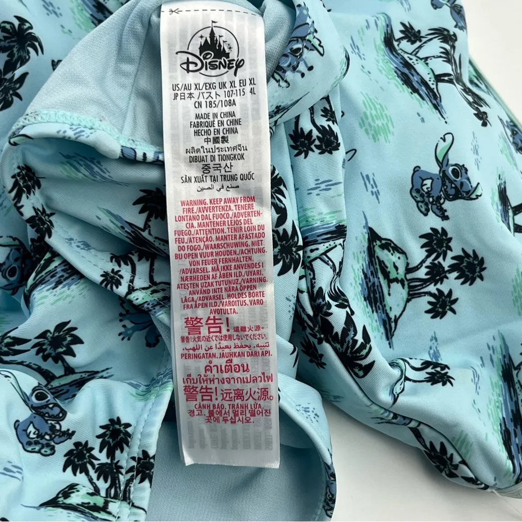 Disney Stitch One Piece Swimsuit UPF 50 Womens Size XL Blue Summer NEW‎ *FLAW - Image 6