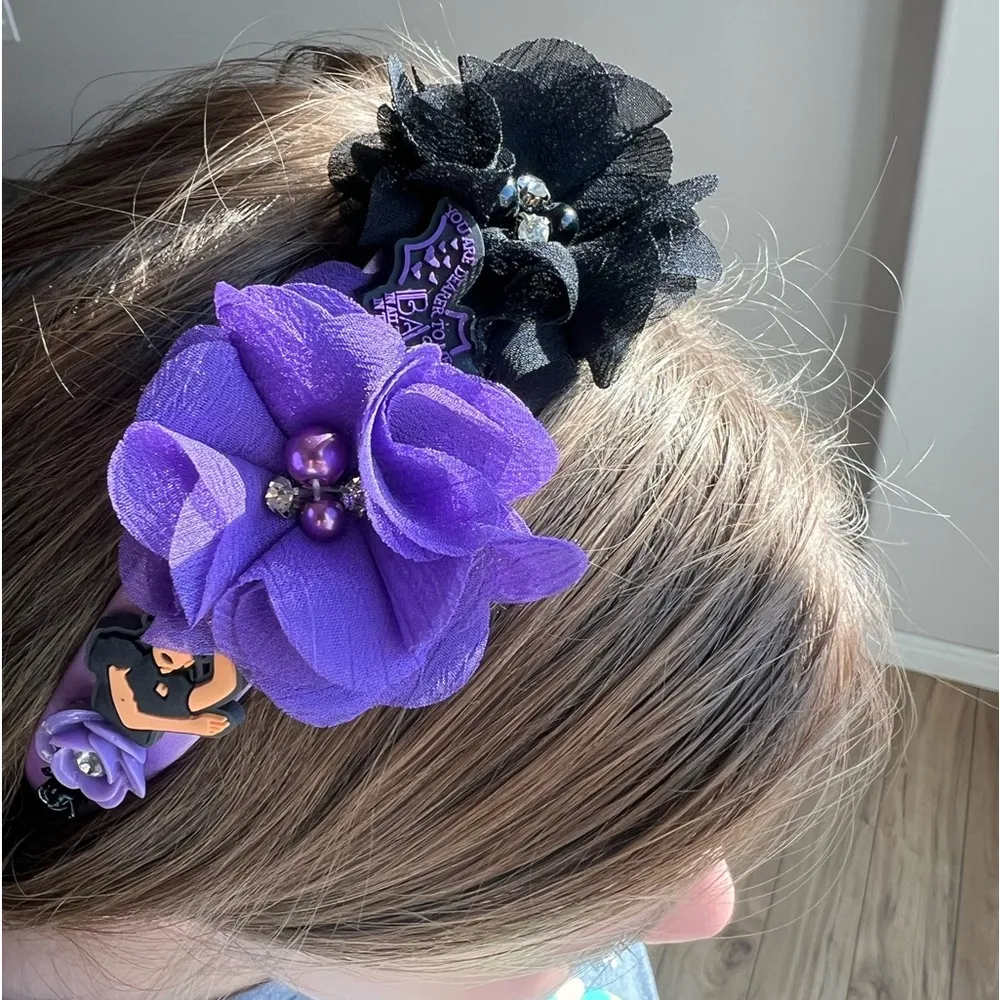 Wednesday Addams Family headband clips  purple black girls women - Image 7