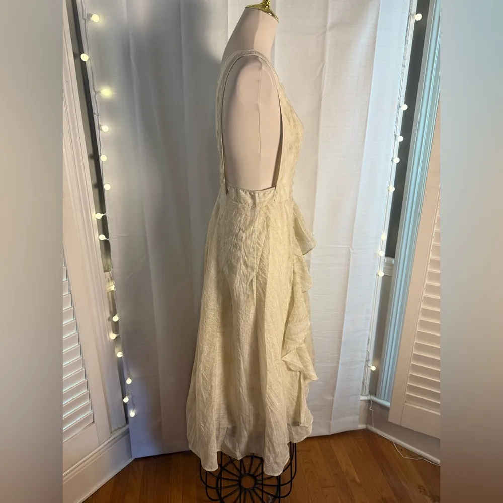 Cream Asymmetrical Ruffled Sundress for Weddings Size M - Image 4