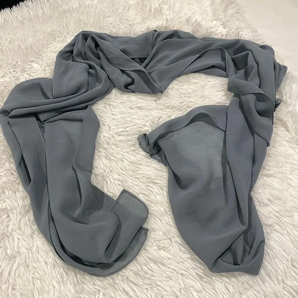 NEW MGNY by Mori Lee Embellished Bodice Cap Sleeve Maxi Dress Gown in Steel Gray Size 16 - Image 12