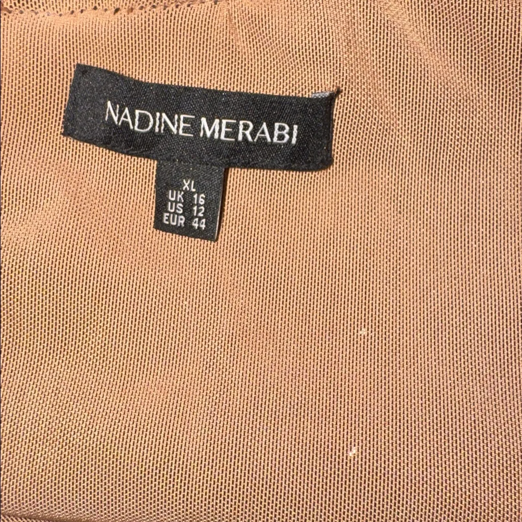 NEW Nadine Merabi BELLA Black Floral Lace Black long sleeves Jumpsuit sz 12 Tan - Image 7