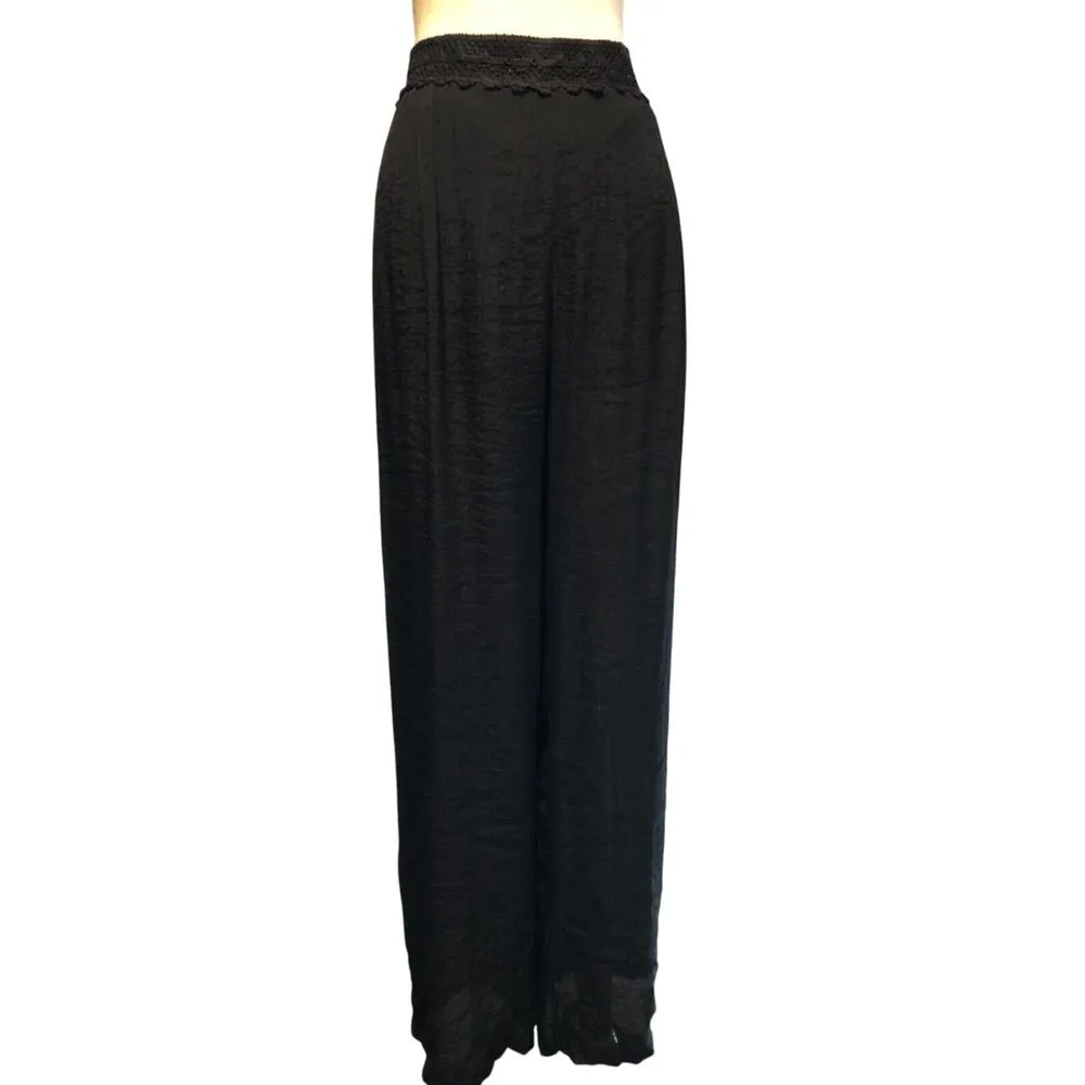 2b Bebe Womens Dress Pants Sz Large Black Elastic Waist Pull On Wide Leg NWT New - Image 5