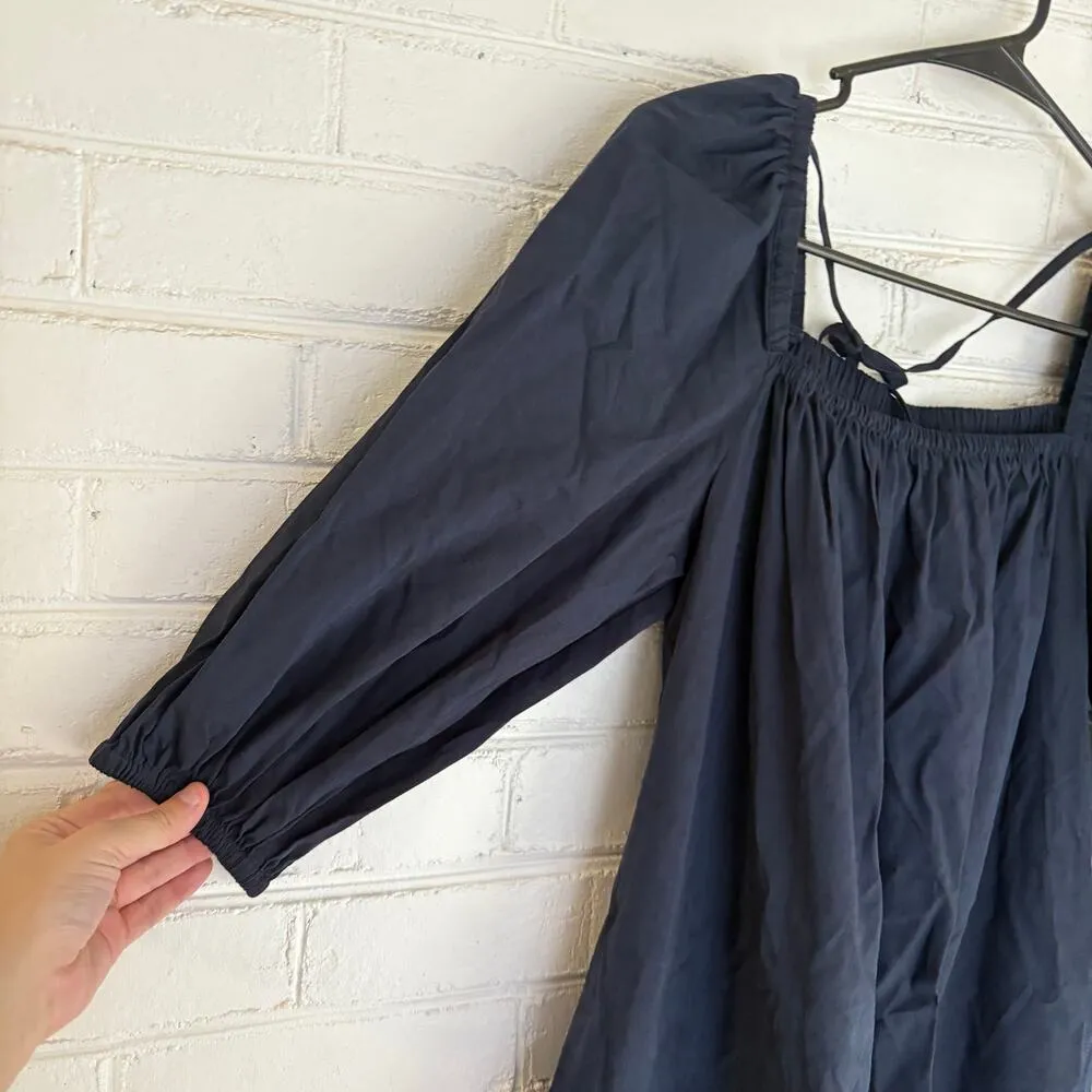 Madewell Square Neck Puff Sleeve Mini Dress Navy SZ 00 Babydoll Breezy Summer - Image 15